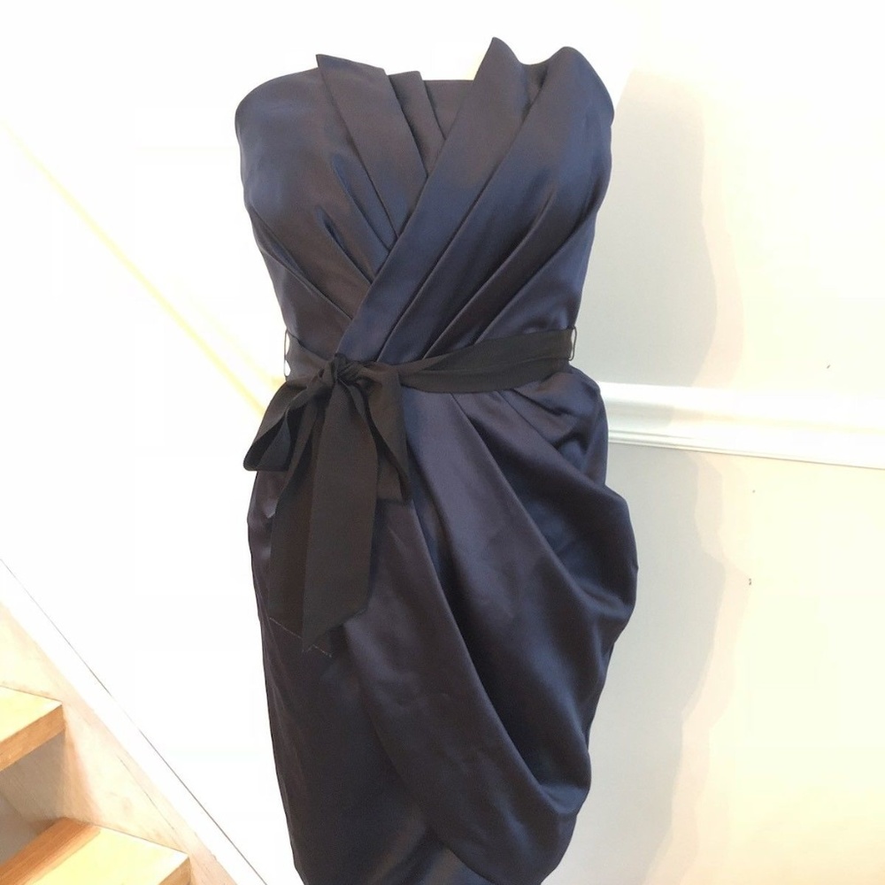 White by Vera Wang Navy Blue Cocktail Formal Dress